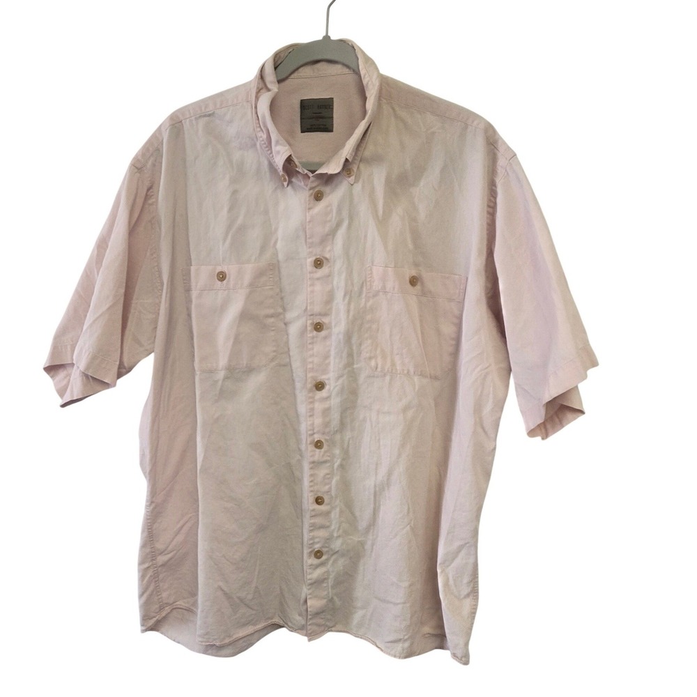 SCOTT BARBER Mens XL Pink Short Sleeve Button Down Shirt‎ Casual Cotton